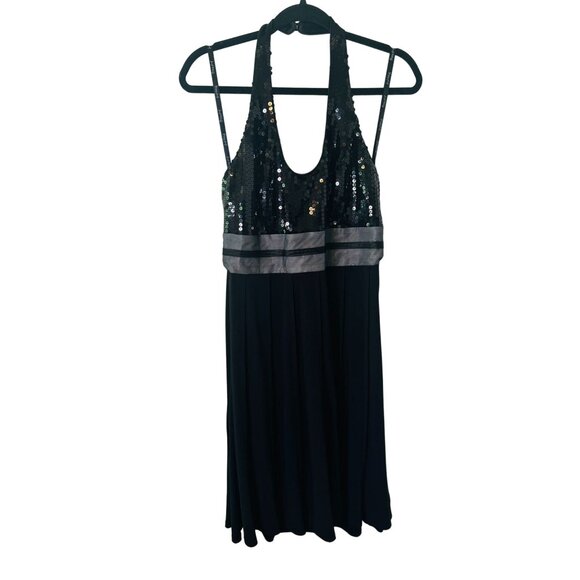 Joseph Ribkoff 8 Black "Sequin Bodice" Halter Dress Head Turning Style - Picture 1 of 16